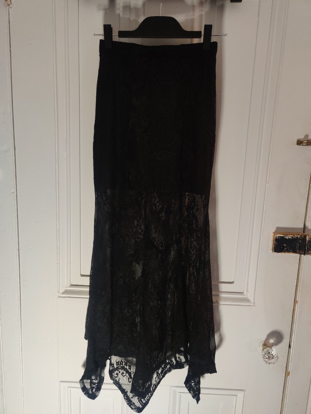 Killstar XS Rosa Lace Mermaid Maxi Skirt w/ Handkerchief Hem